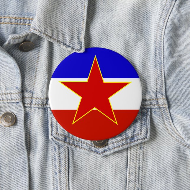 Flag of Yugoslavia 4 Inch Round Button (In Situ)