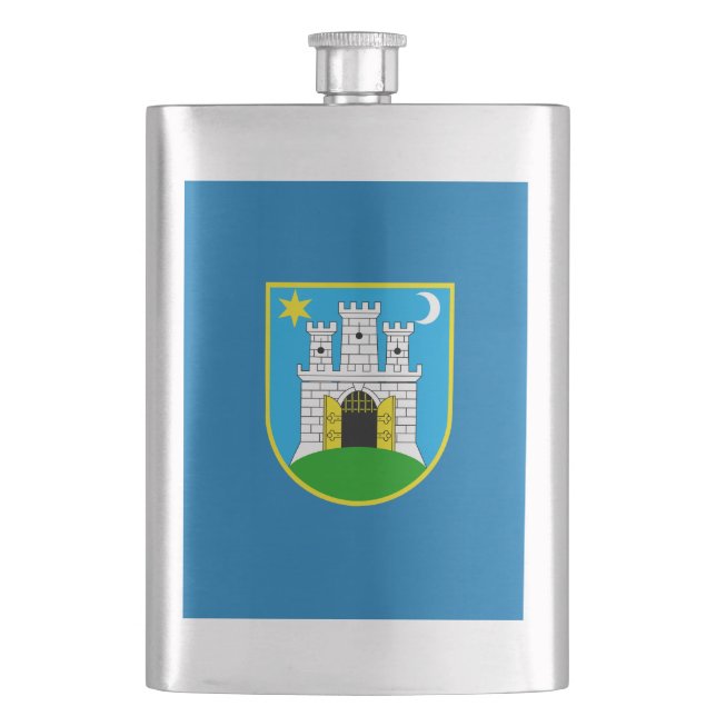 Flag of Zagreb, Croatia Flask (Front)
