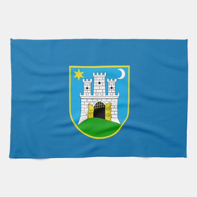Flag of Zagreb, Croatia Kitchen Towel (Horizontal)
