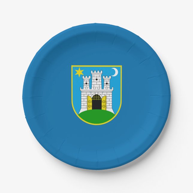 Flag of Zagreb, Croatia Paper Plates (Front)