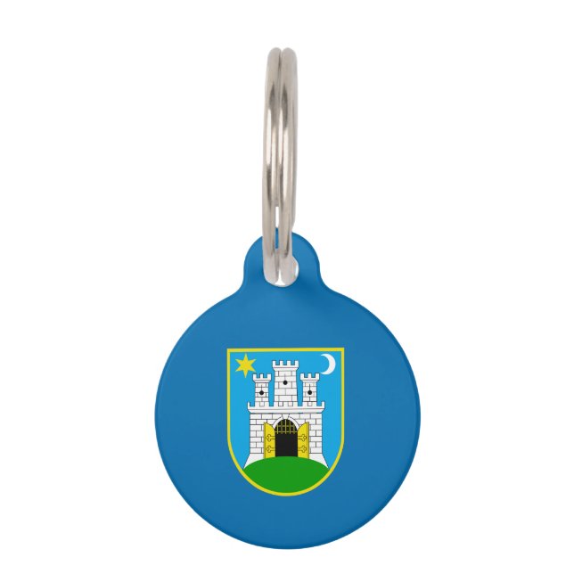 Flag of Zagreb, Croatia Pet Tag (Front)