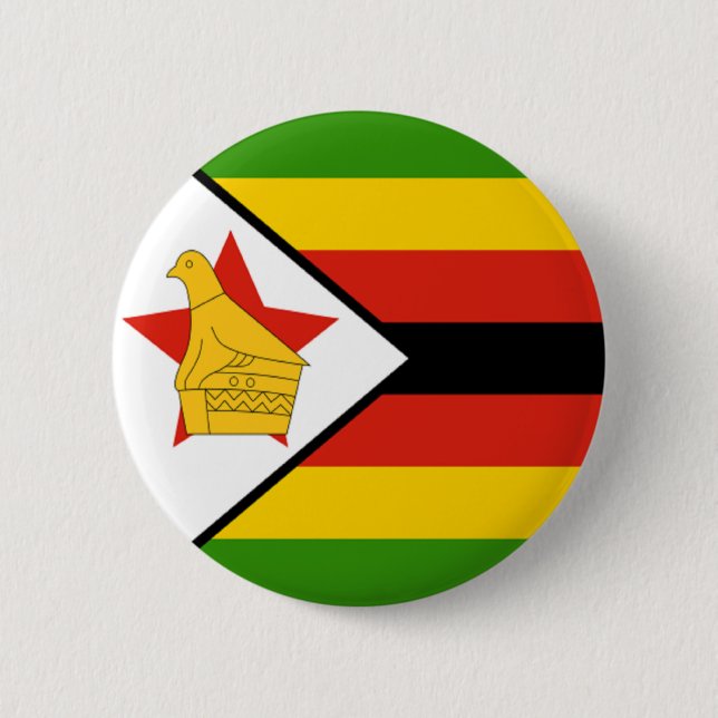 Flag of Zimbabwe 2 Inch Round Button (Front)