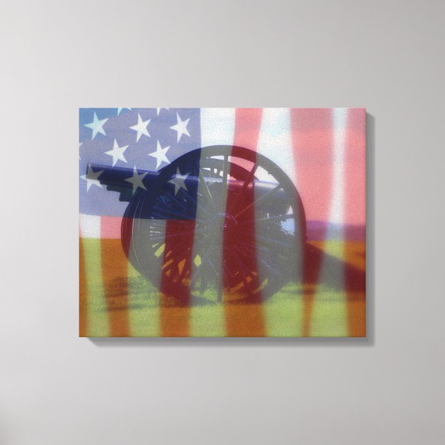 Flag Over Antietam Cannons  Canvas Print (Front)