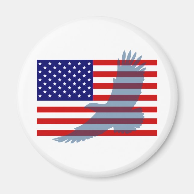 Flag & Patriotic Eagle Magnet (Front)