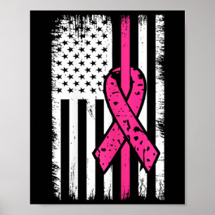Flag Pink Ribbon Breast Cancer Awareness Month 1 Poster