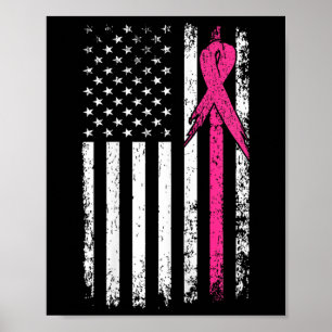 Flag Pink Ribbon Breast Cancer Awareness Month Poster