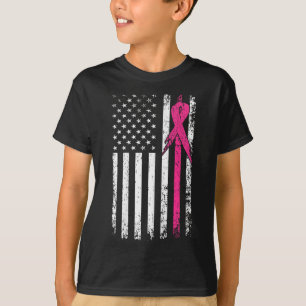 Flag Pink Ribbon Breast Cancer Awareness Month T-Shirt