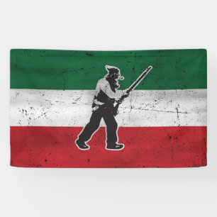 Flag Quebec and Patriote Henri Julien eroded Banner