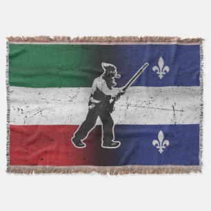 Flag Quebec and Patriote Henri Julien eroded Throw Blanket