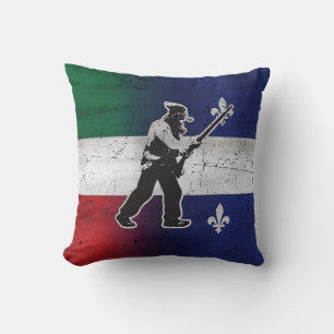 Flag Quebec and Patriote Henri Julien eroded Throw Pillow