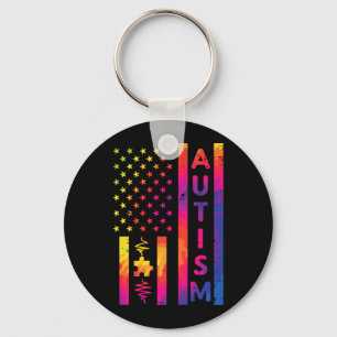Flag Rainbow Tie Dye Au Puzzle Patriot Men Women Keychain