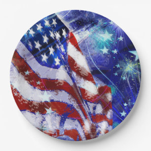 Flag "Red, White, Blue"  Elegant Modern Party Paper Plate