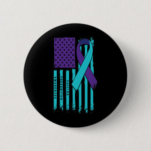 Flag Ribbon Suicide Awareness Mental Health 2 Inch Round Button
