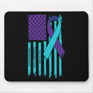 Flag Ribbon Suicide Awareness Mental Health  Mouse Pad