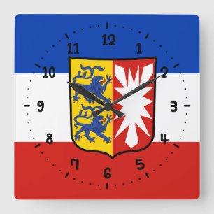 Flag Schleswig-Holstein Square Wall Clock