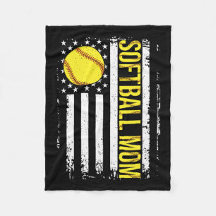 Flag Softball Team Softball Mom Mothers Day Women Fleece Blanket