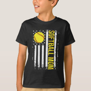 Flag Softball Team Softball Mom Mothers Day Women T-Shirt