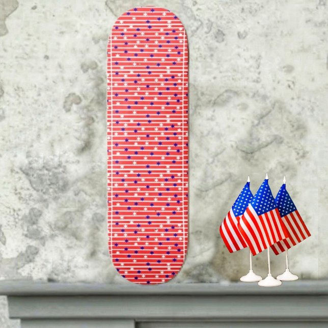 Flag Stars Skateboard (Skate to celebrate our Independence, with this Flag Stripes Skateboard design!)