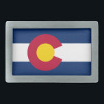 Flag State Colorado Belt Buckle<br><div class="desc">The Colorado State Flag is one of the more bold and bright flags in the union,  with the gold sun enclosed in the red block "C" on a field of blue and white stripes. It makes a wonderful belt buckle image!</div>