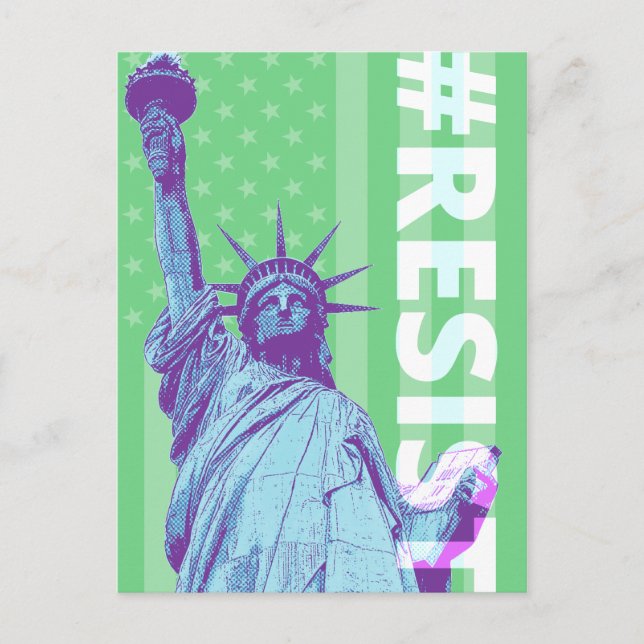 Flag Statue Of Liberty RESIST Art Postcard (Front)