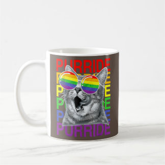 Flag Sunglasses LGBTQ Cute Cat Gay Pride Month Coffee Mug