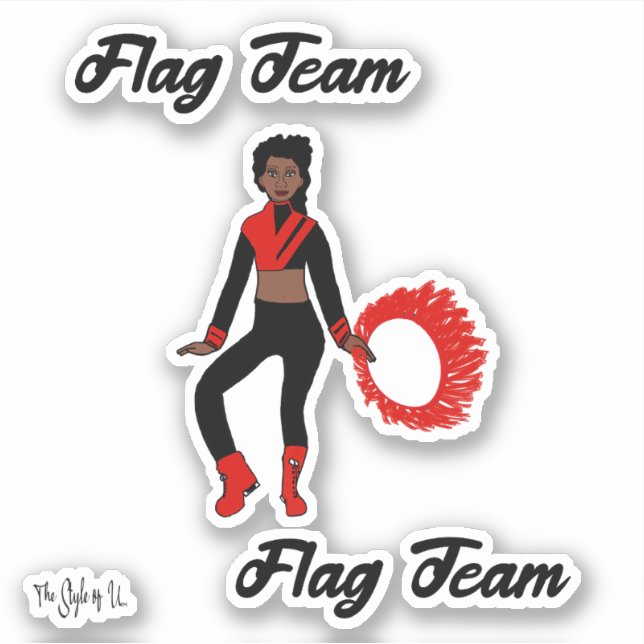 Flag Team Ring Stickers (Black Red ) (Front)