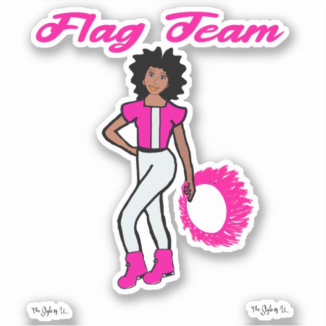 Flag Team Ring Stickers ( Pink 2) (Front)