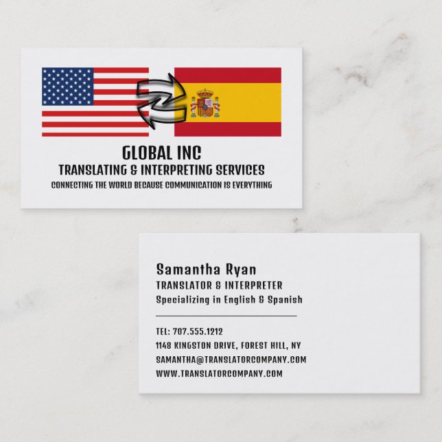 Flag to Flag Design, Translator & Interpreter Business Card (Front/Back)