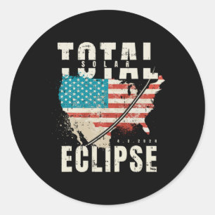 Flag Total Solar Eclipse April 8 2024 Totality Classic Round Sticker