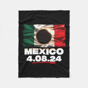 Flag Totality 4.08.24 Total Solar Eclipse Mexico 2 Fleece Blanket
