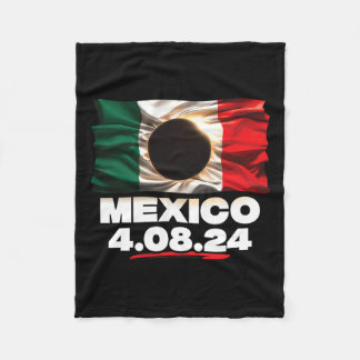 Flag Totality 4.08.24 Total Solar Eclipse Mexico 2 Fleece Blanket