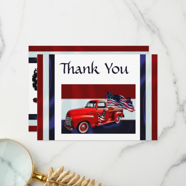 Flag, Truck & Eagle Veteran Thank You Card (Front/Back In Situ)