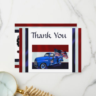 Flag, Truck & Eagle Veteran Thank You Card