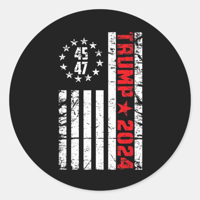 Flag Trump 2024 - 45 47 Trump Betsy Ross Flag  Classic Round Sticker (Front)