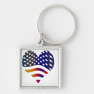 flag usa heart love american honour troops stripes keychain