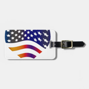 flag usa heart love american honour troops stripes luggage tag