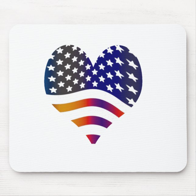 flag usa heart love american honour troops stripes mouse pad (Front)