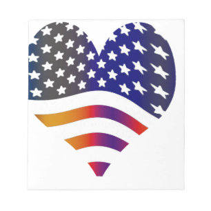 flag usa heart love american honour troops stripes notepad