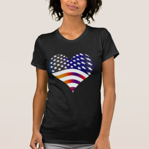 flag usa heart love american honour troops stripes T-Shirt