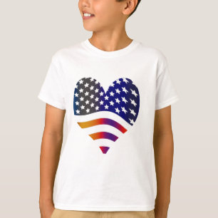 flag usa heart love american honour troops stripes T-Shirt