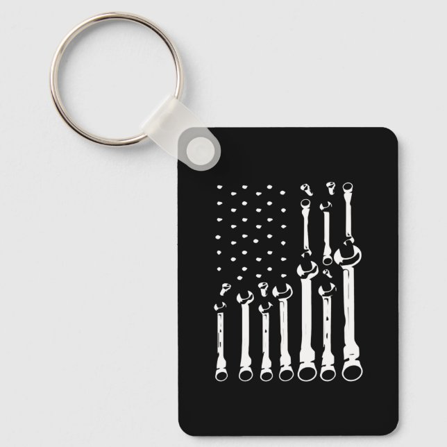 Flag Usa Mechanic Wrenches American For Women Men Keychain (Front)