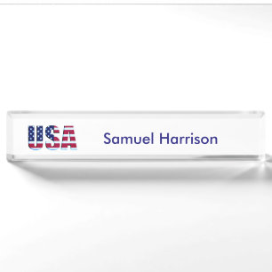 Flag USA Nameplate