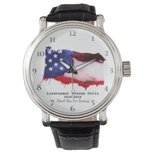*~* Flag USA Veteran Military Red White Blue Watch
