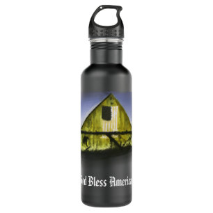 *~* Flag USA Wood Barn GOD BLESS AMERICA AP16 710 Ml Water Bottle