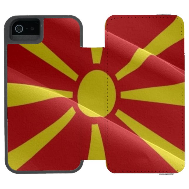 Flag waving of North Macedonia - Incipio iPhone Wallet Case (Folio Open)