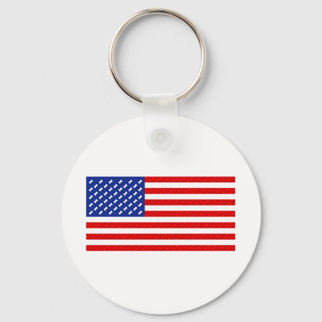 Flag with Dog Bones Keychain (Front)