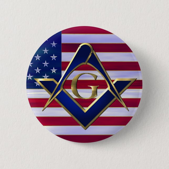Flag with Square and Compasses 2 Inch Round Button (Front)