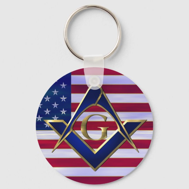 Flag with Square and Compasses Keychain (Front)