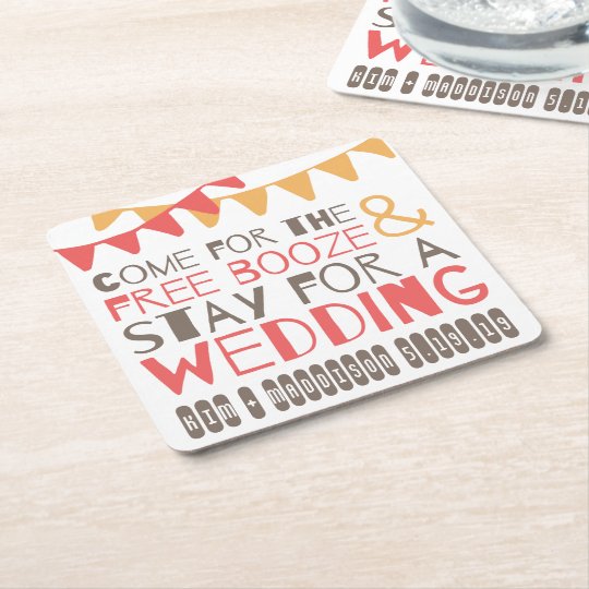 Flagged Booze & Wedding Save the Date Coasters