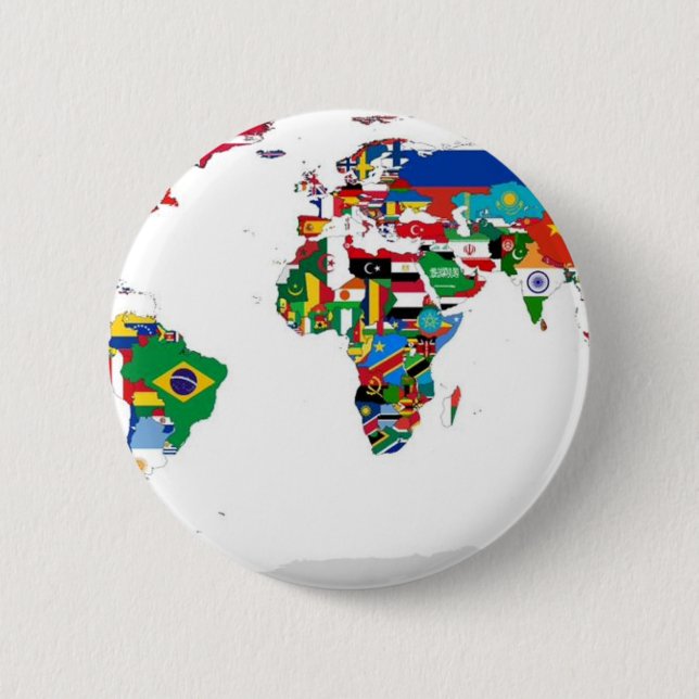 Flagged World - Map of Flags of the World 2 Inch Round Button (Front)